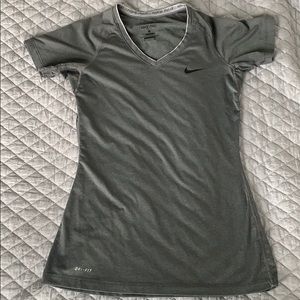 Grey Nike Pro Dri-Fit Fitted Top